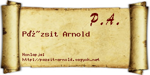 Pázsit Arnold névjegykártya