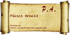 Pázsit Arnold névjegykártya