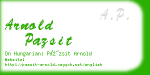 arnold pazsit business card